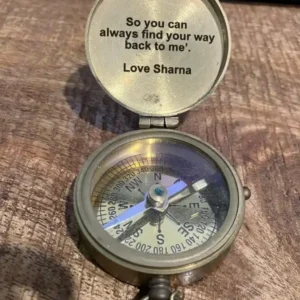 Personalised Brass Compass Gift | Custom Engraved