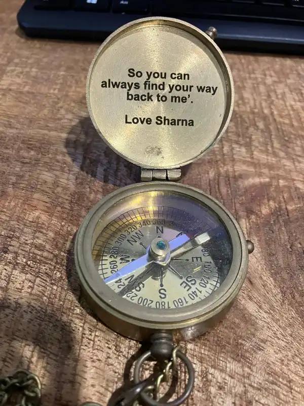 Personalised Brass Compass Gift | Custom Engraved