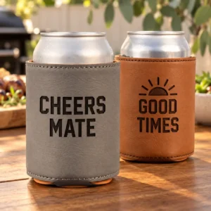 Personalised Leather Stubby Holder - Good Times Laser Crafting Co