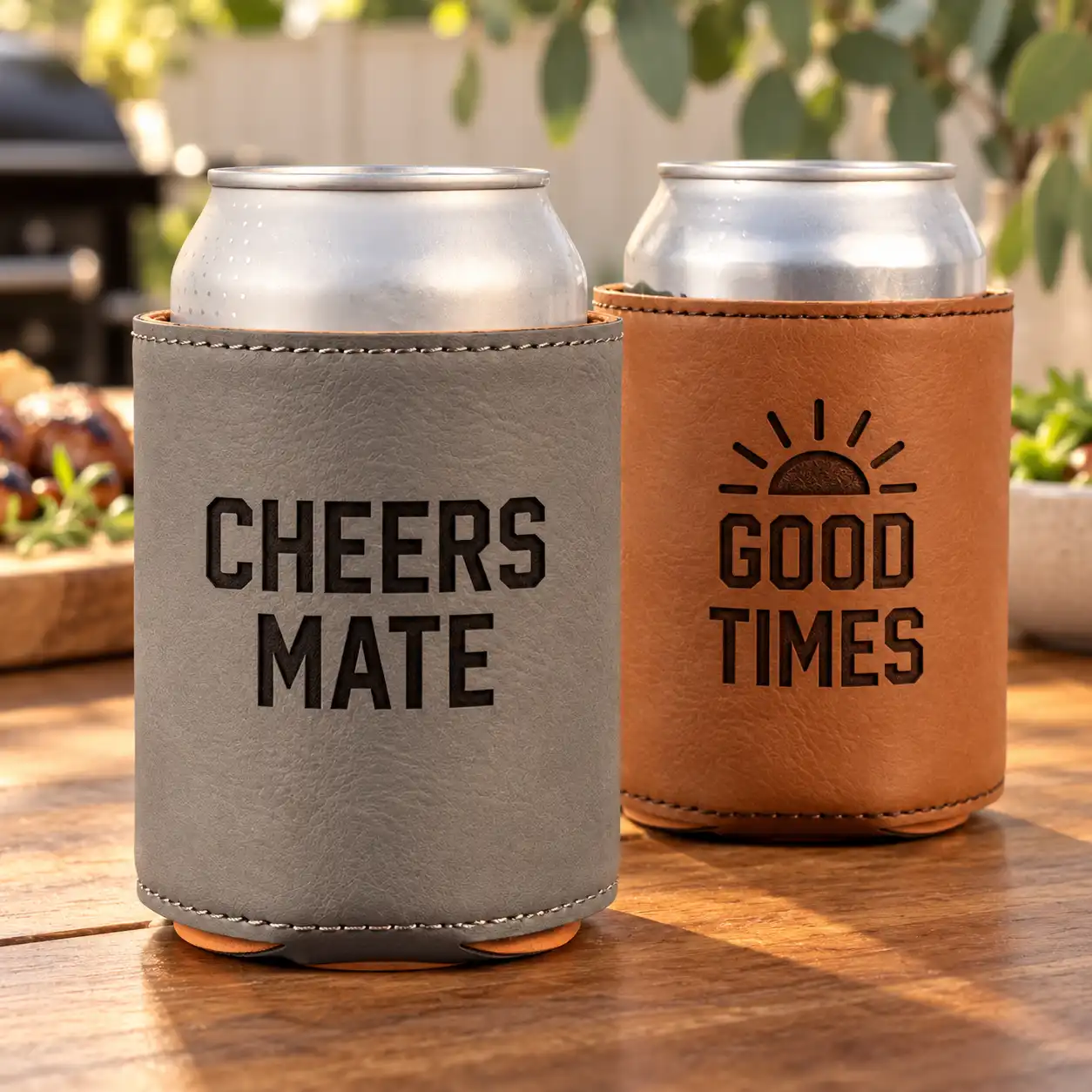 Personalised Leather Stubby Holder - Good Times Laser Crafting Co